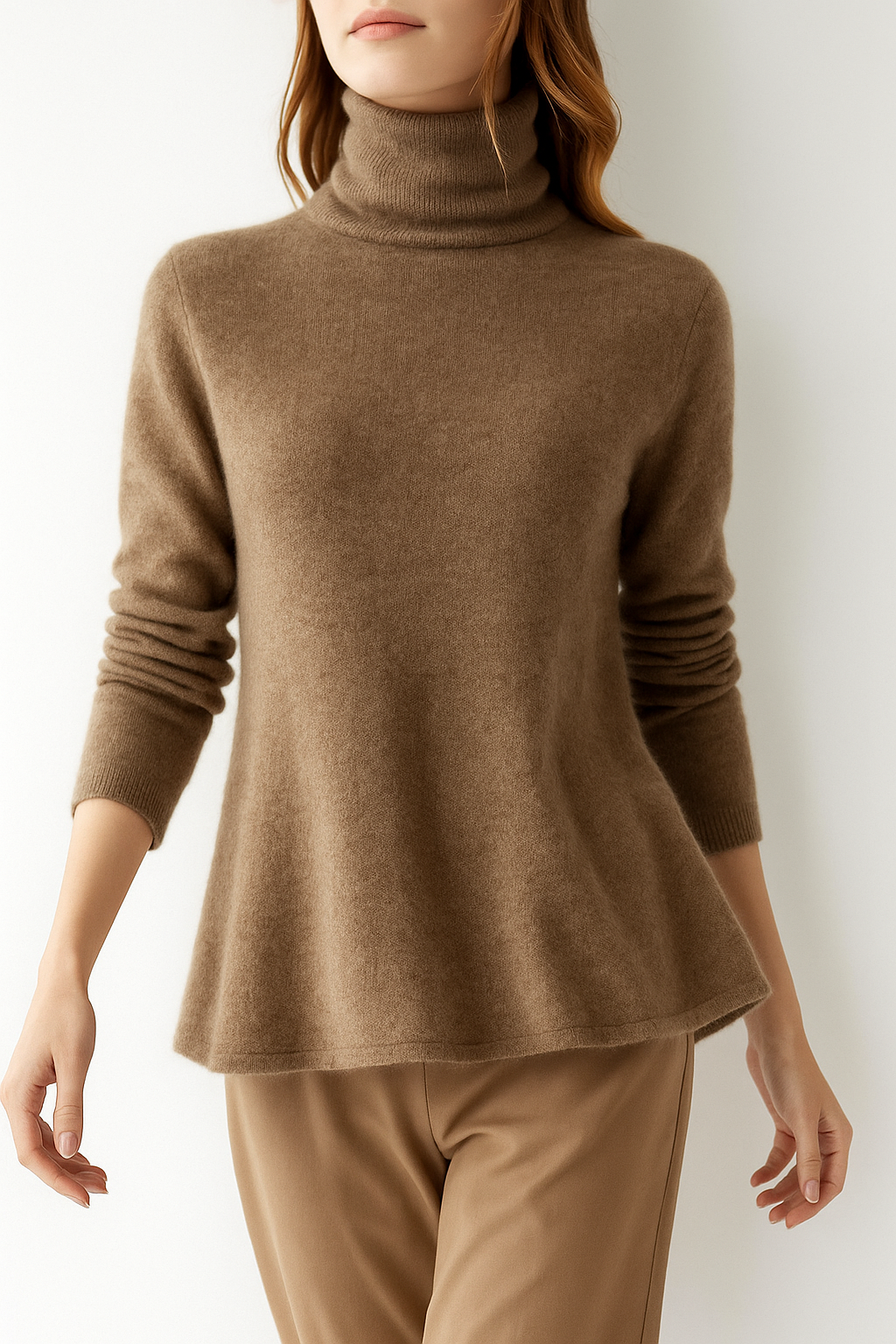 Halle | Brushed Slim Fit Cashmere Turtleneck Sweater - View 13