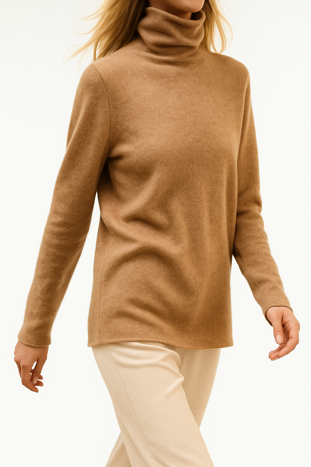 Halle | Brushed Slim Fit Cashmere Turtleneck Sweater - View 14