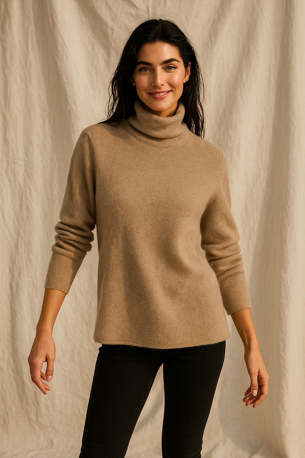 Halle | Brushed Slim Fit Cashmere Turtleneck Sweater - View 23