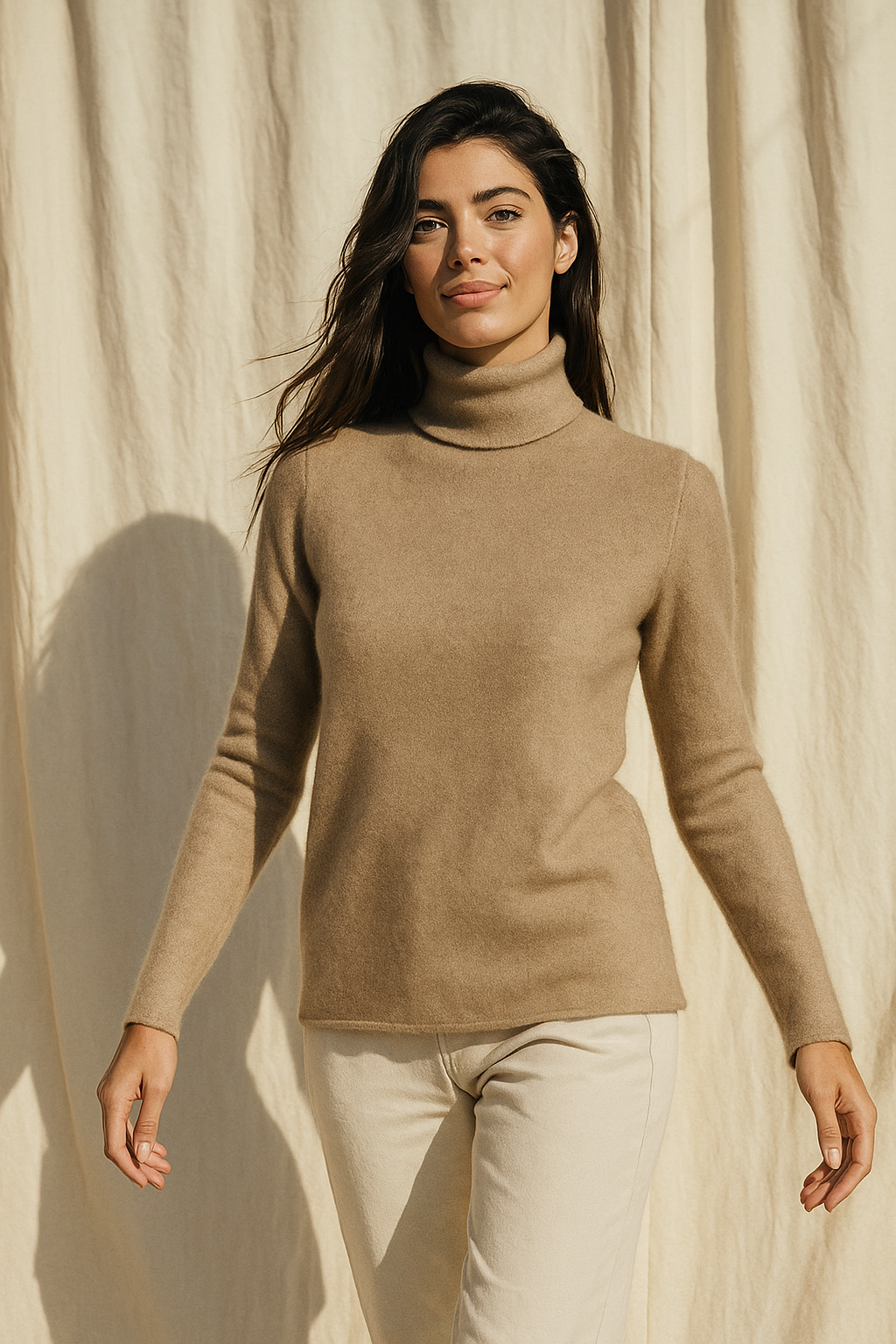 Halle | Brushed Slim Fit Cashmere Turtleneck Sweater - View 24