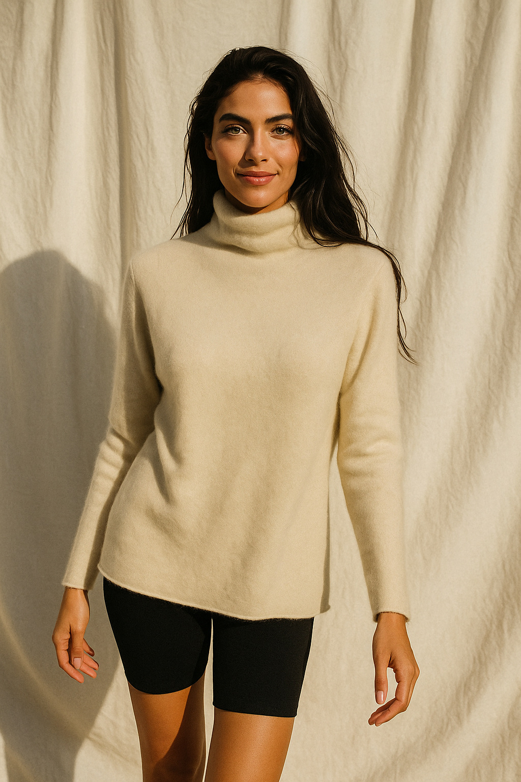 Halle | Brushed Slim Fit Cashmere Turtleneck Sweater - View 28