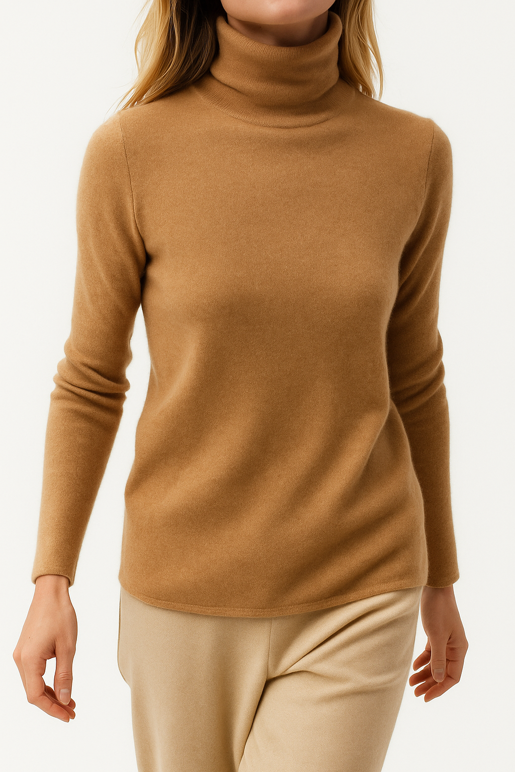 Halle | Brushed Slim Fit Cashmere Turtleneck Sweater - View 29