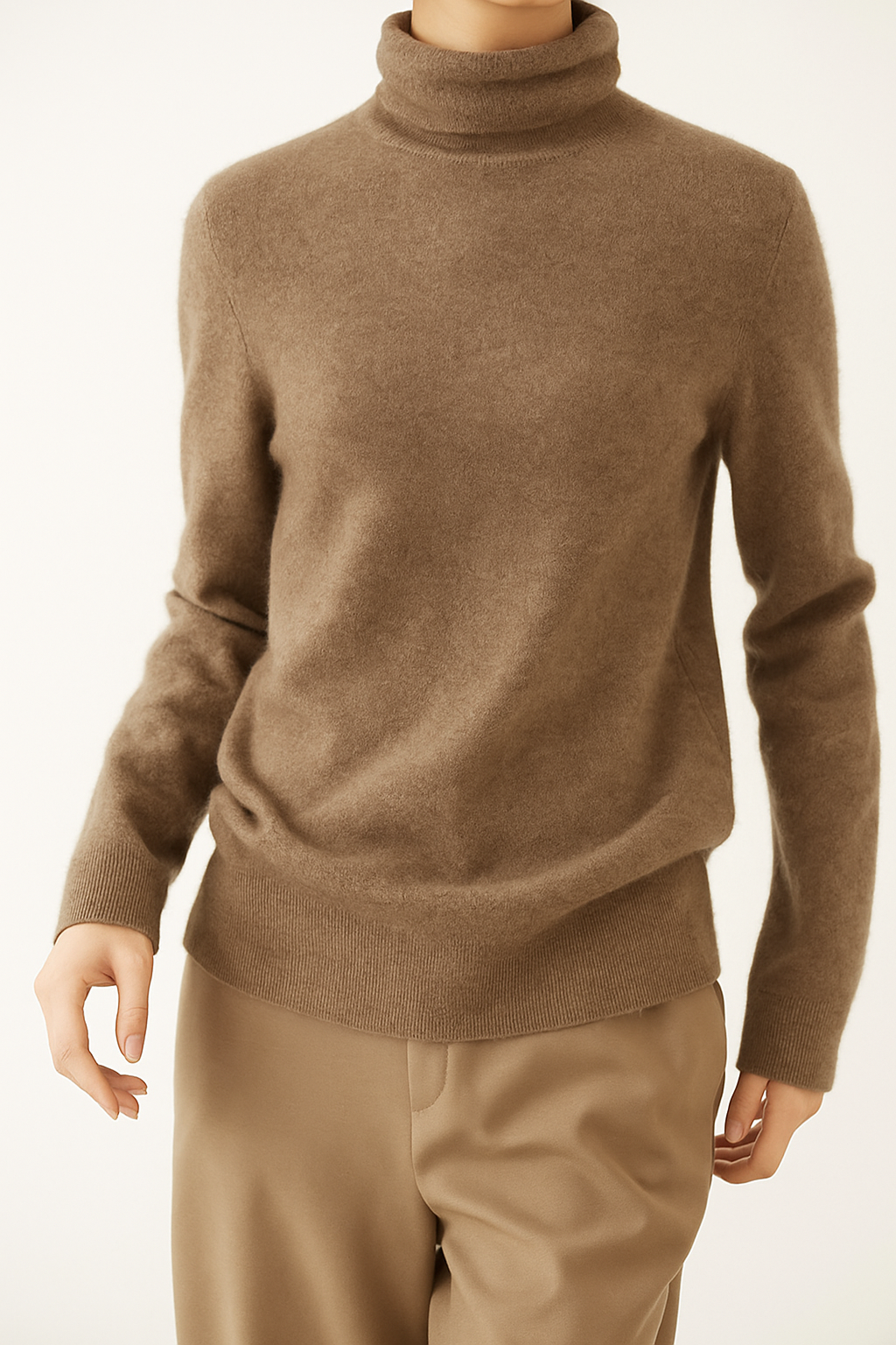 Halle | Brushed Slim Fit Cashmere Turtleneck Sweater - View 30