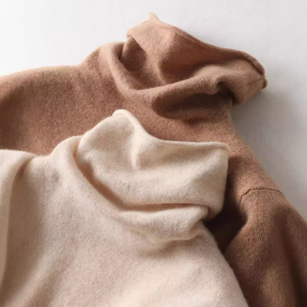Halle | Brushed Slim Fit Cashmere Turtleneck Sweater - View 32