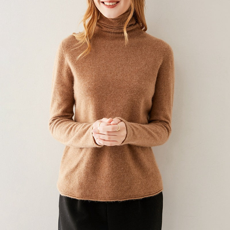 Halle | Brushed Slim Fit Cashmere Turtleneck Sweater - View 35