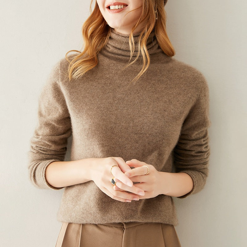Halle | Brushed Slim Fit Cashmere Turtleneck Sweater - View 36