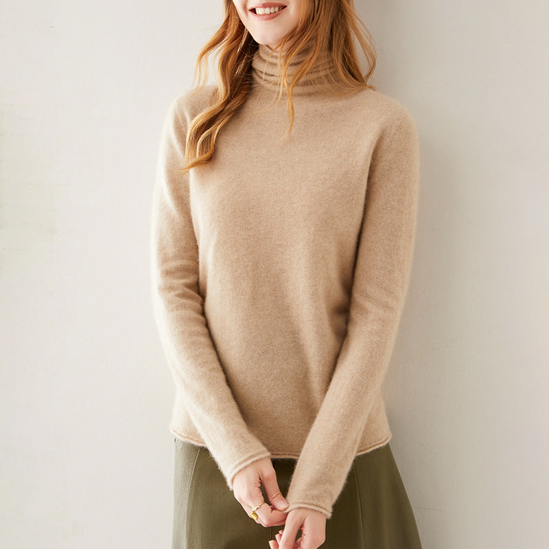 Halle | Brushed Slim Fit Cashmere Turtleneck Sweater - View 37