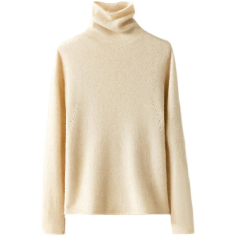 Halle | Brushed Slim Fit Cashmere Turtleneck Sweater - View 45