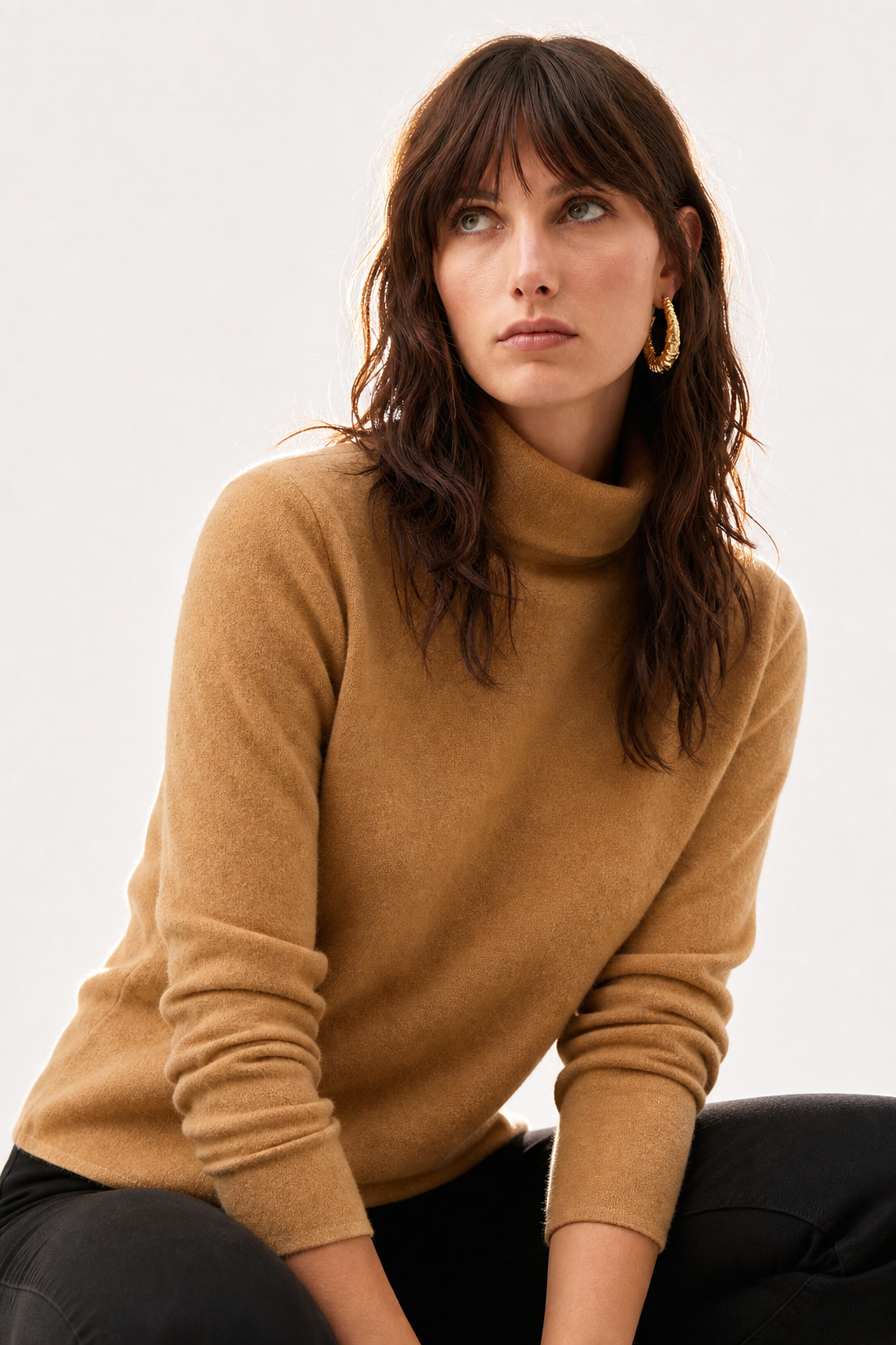 Halle | Brushed Slim Fit Cashmere Turtleneck Sweater - View 7