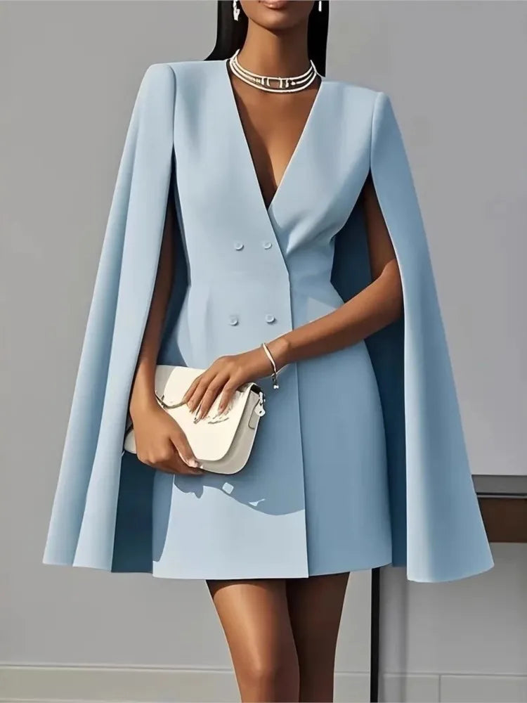 Harriet | Cape Sleeve Double Breasted Blazer Mini Dress - View 15