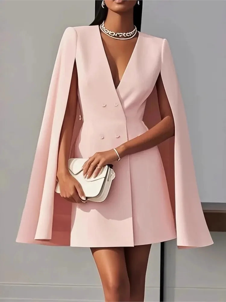 Harriet | Cape Sleeve Double Breasted Blazer Mini Dress - View 17