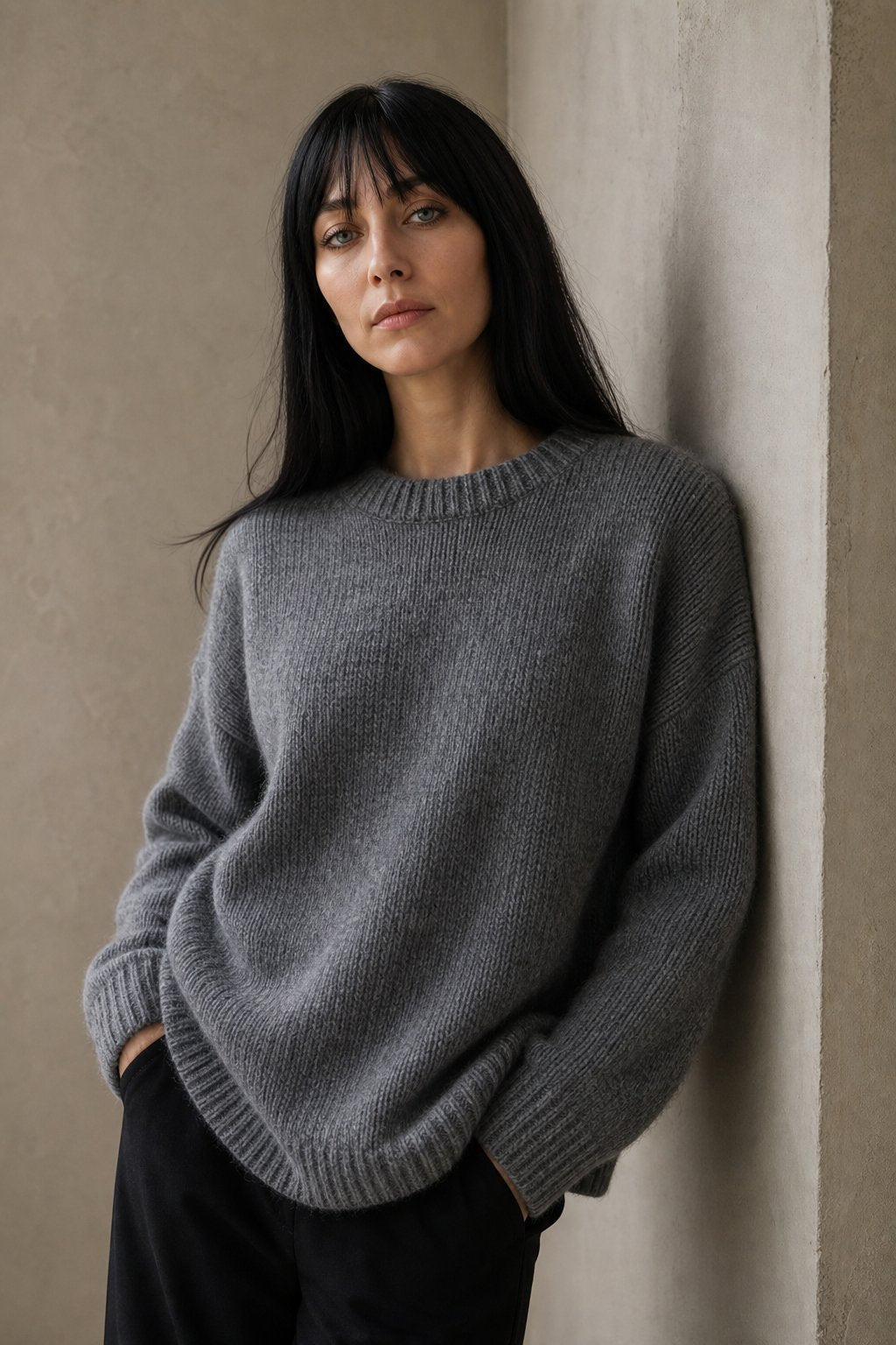 Ilse | Oversized Pure Cashmere Crew Neck Knit Sweater