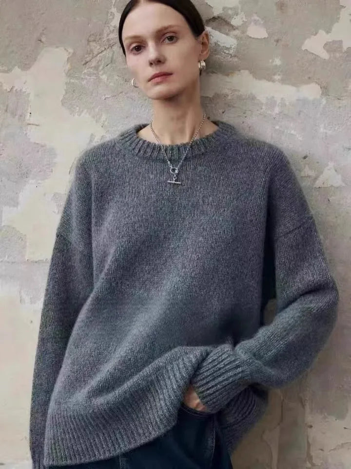 Ilse | Oversized Pure Cashmere Crew Neck Knit Sweater - View 19