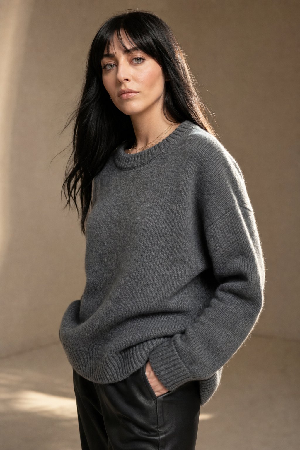 Ilse | Oversized Pure Cashmere Crew Neck Knit Sweater - View 2