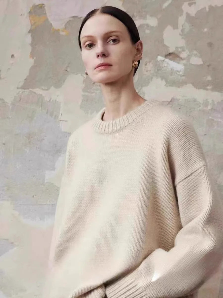 Ilse | Oversized Pure Cashmere Crew Neck Knit Sweater - View 20