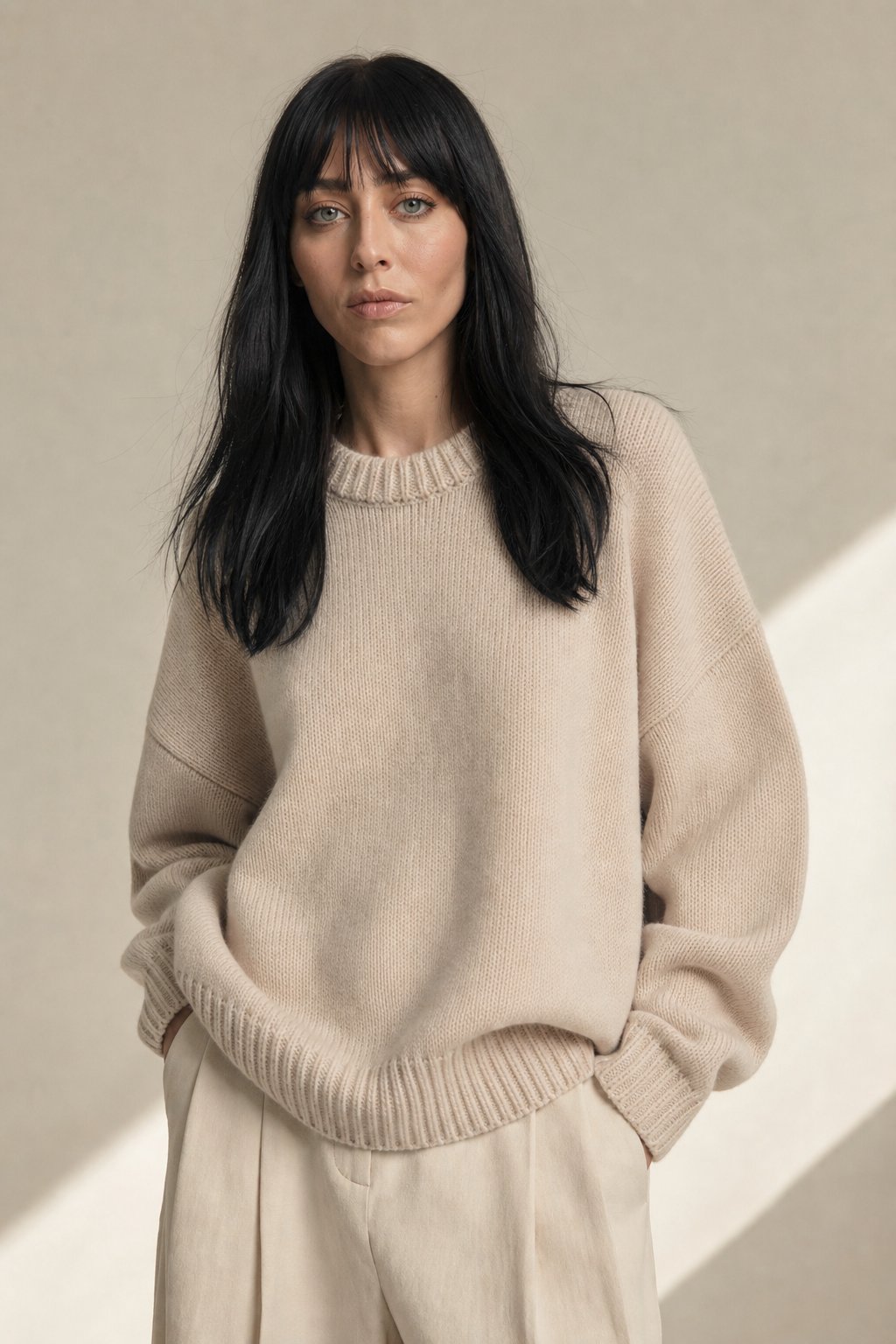 Ilse | Oversized Pure Cashmere Crew Neck Knit Sweater - View 4