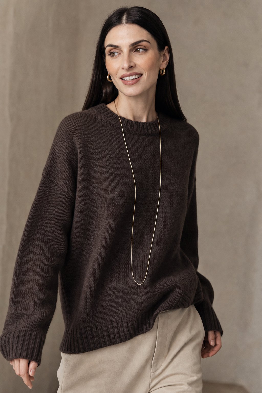 Ilse | Oversized Pure Cashmere Crew Neck Knit Sweater - View 5