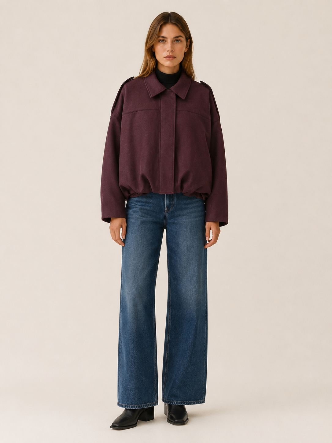 Inge | Concealed Placket Blouson Hem Cropped Bomber Jacket - View 6