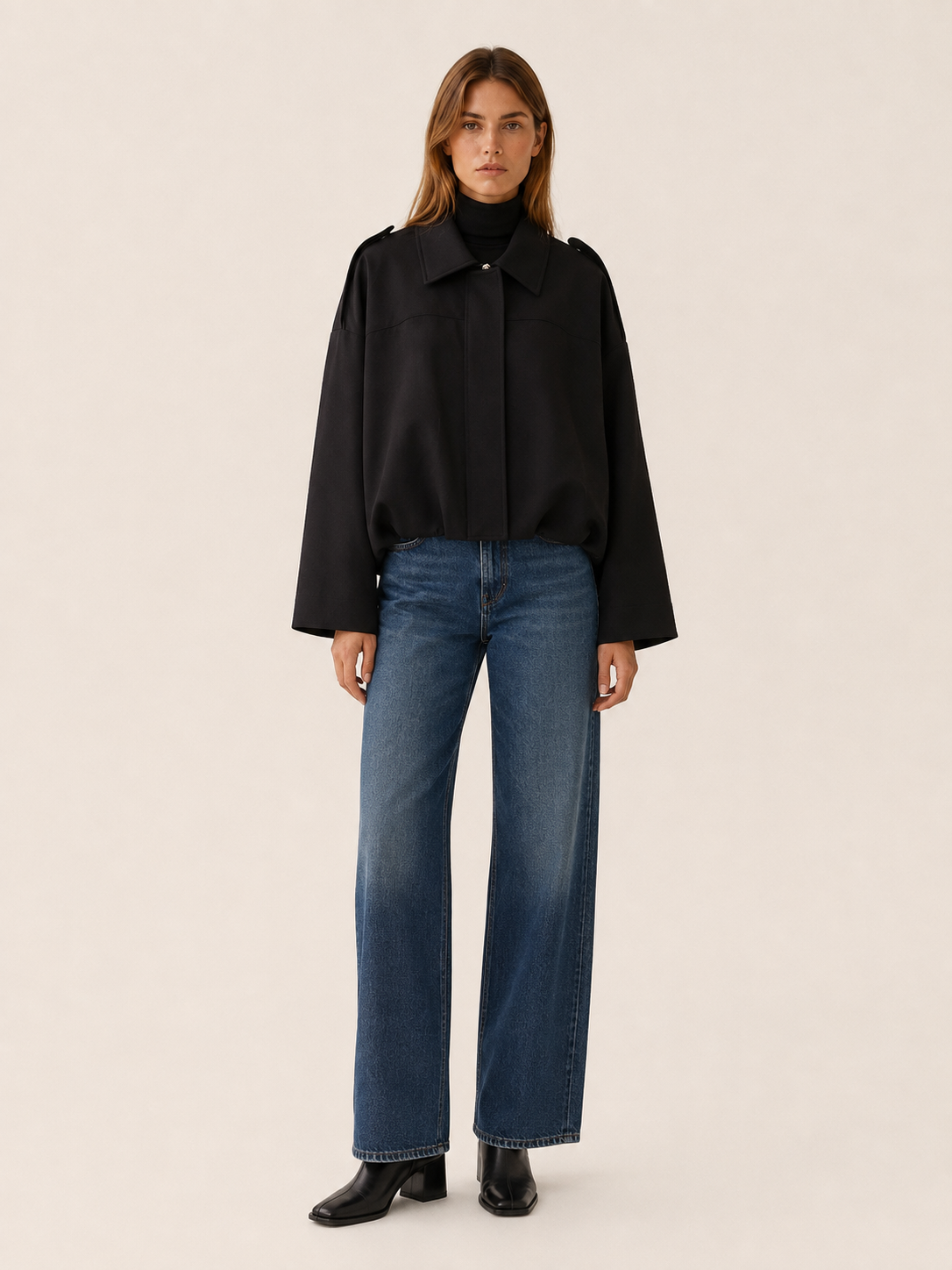 Inge | Concealed Placket Blouson Hem Cropped Bomber Jacket - View 8