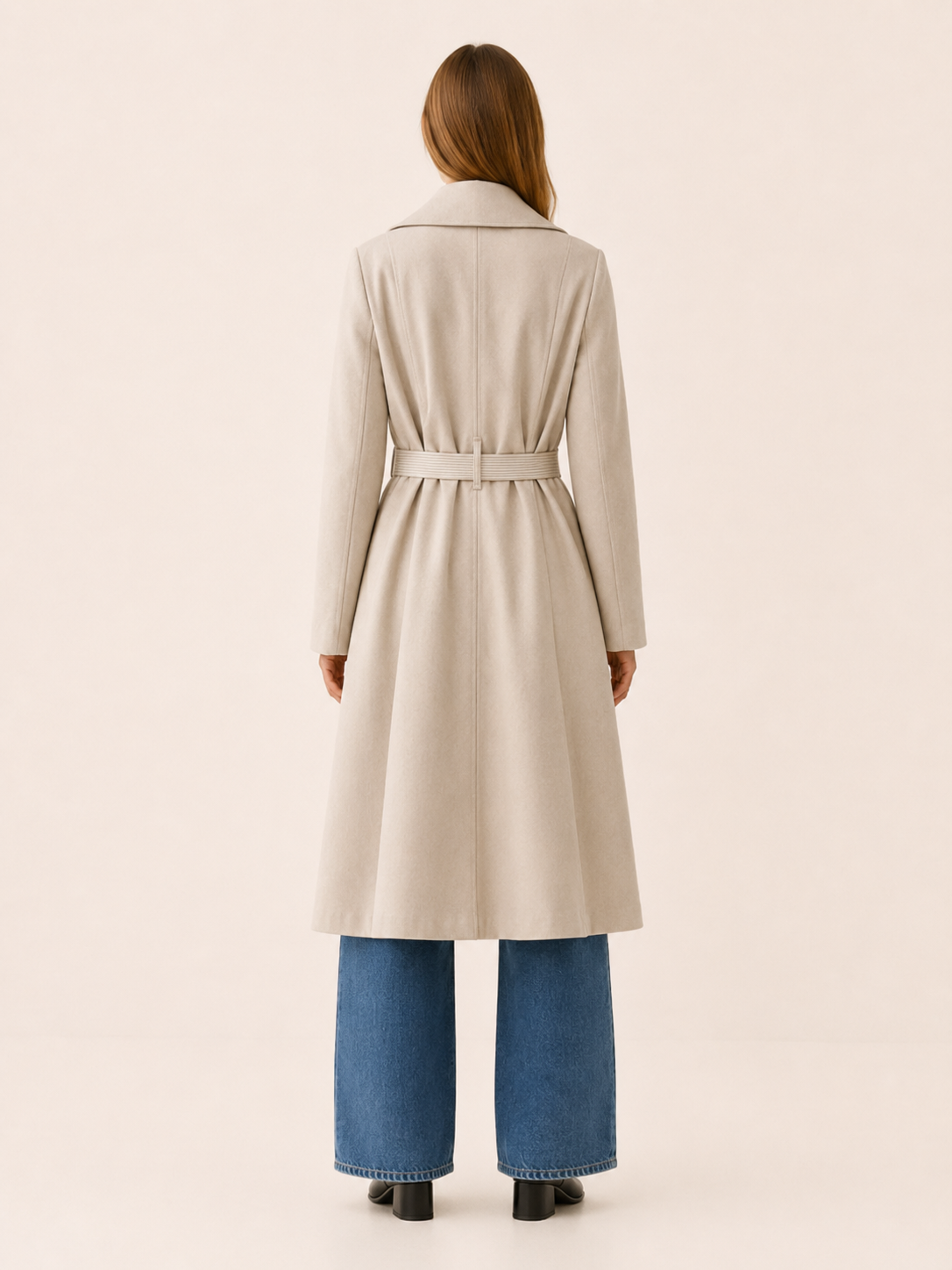 Jolie | Printed Scarf Ring Buckle Belted Long Trench Coat - View 2