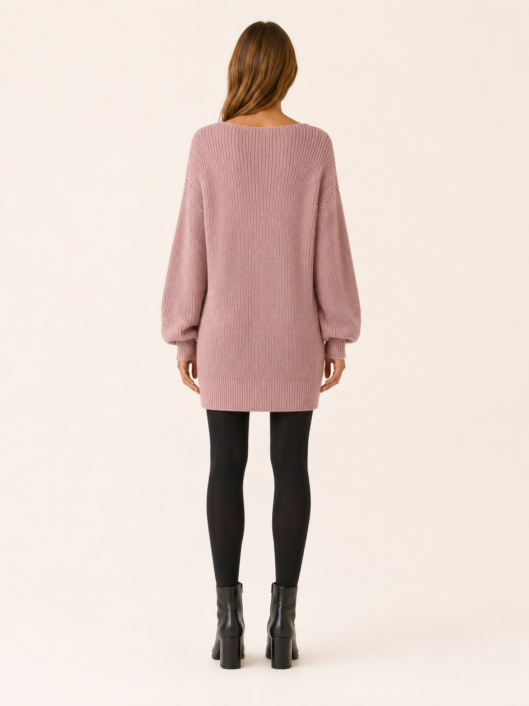 Josephine | Chunky Rib Boat Neck Oversized Knit Mini Dress - View 2