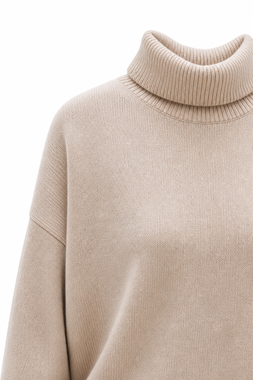 Juno | Oversized Drop Shoulder Fold Over Turtleneck Sweater - View 14