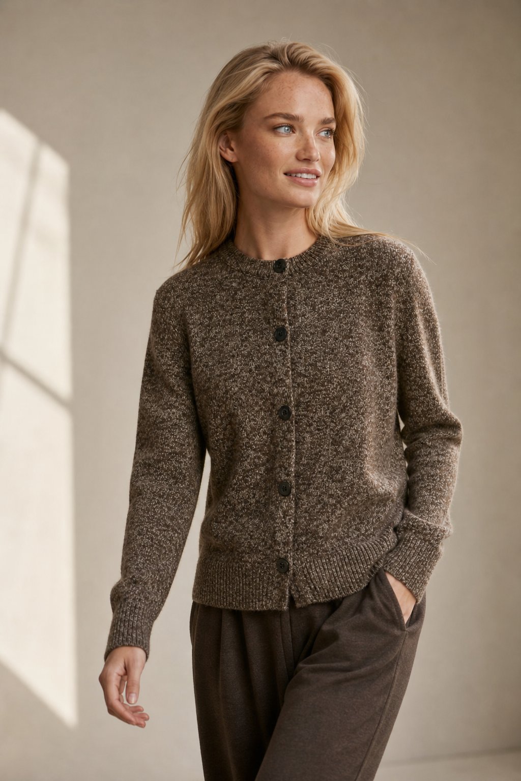 Katarin | Marled Chunky Knit Alpaca Blend Button Cardigan - View 10