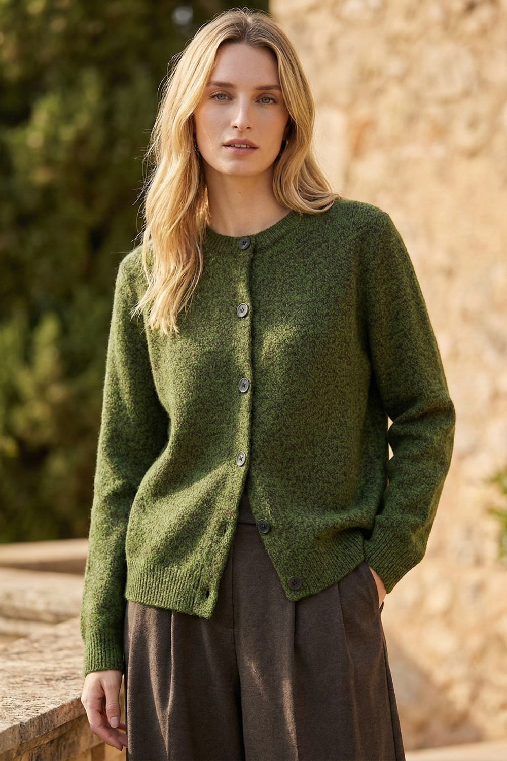Katarin | Marled Chunky Knit Alpaca Blend Button Cardigan - View 13