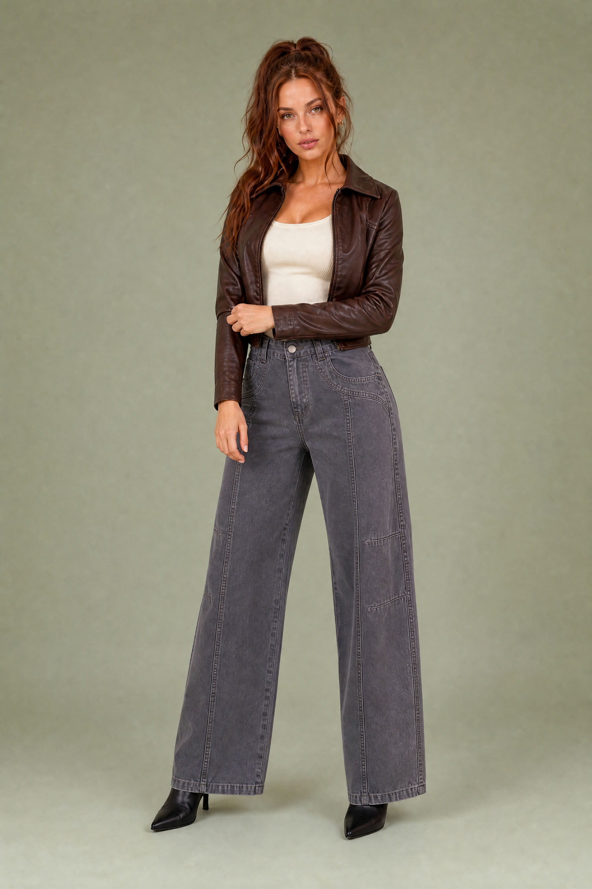 Kerensa | Washed Canvas Panel Seam Mid Rise Cargo Trousers - View 10
