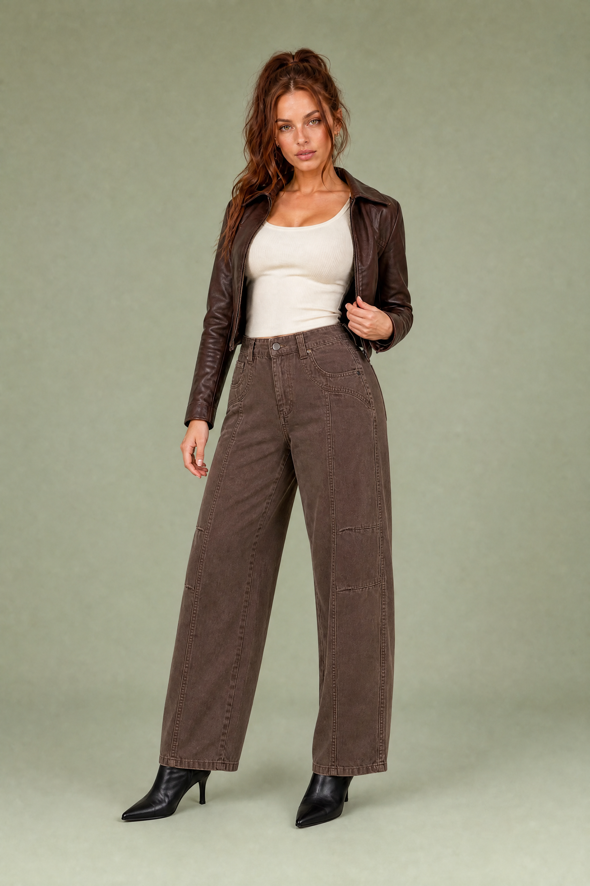 Kerensa | Washed Canvas Panel Seam Mid Rise Cargo Trousers - View 12