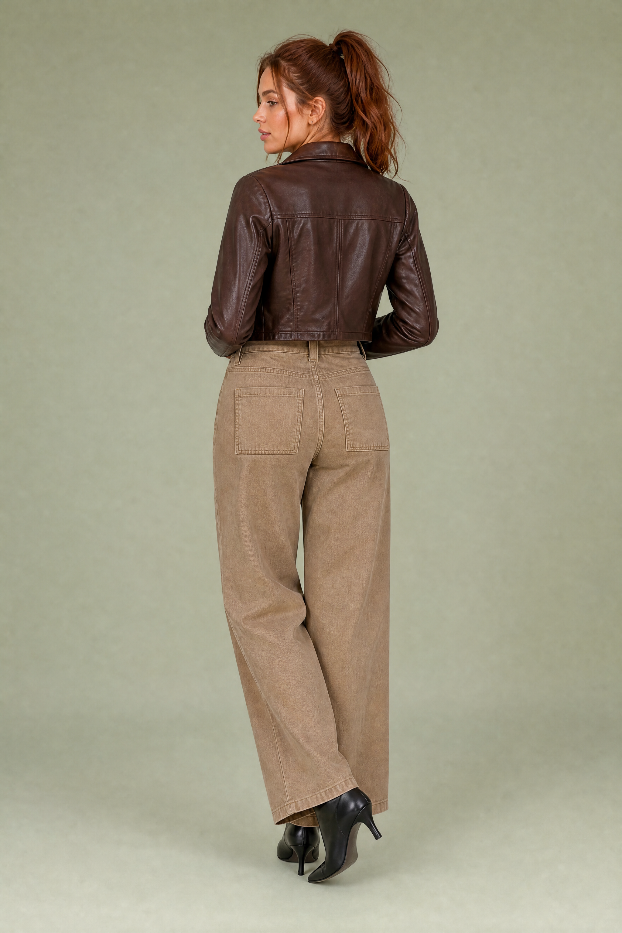 Kerensa | Washed Canvas Panel Seam Mid Rise Cargo Trousers - View 5