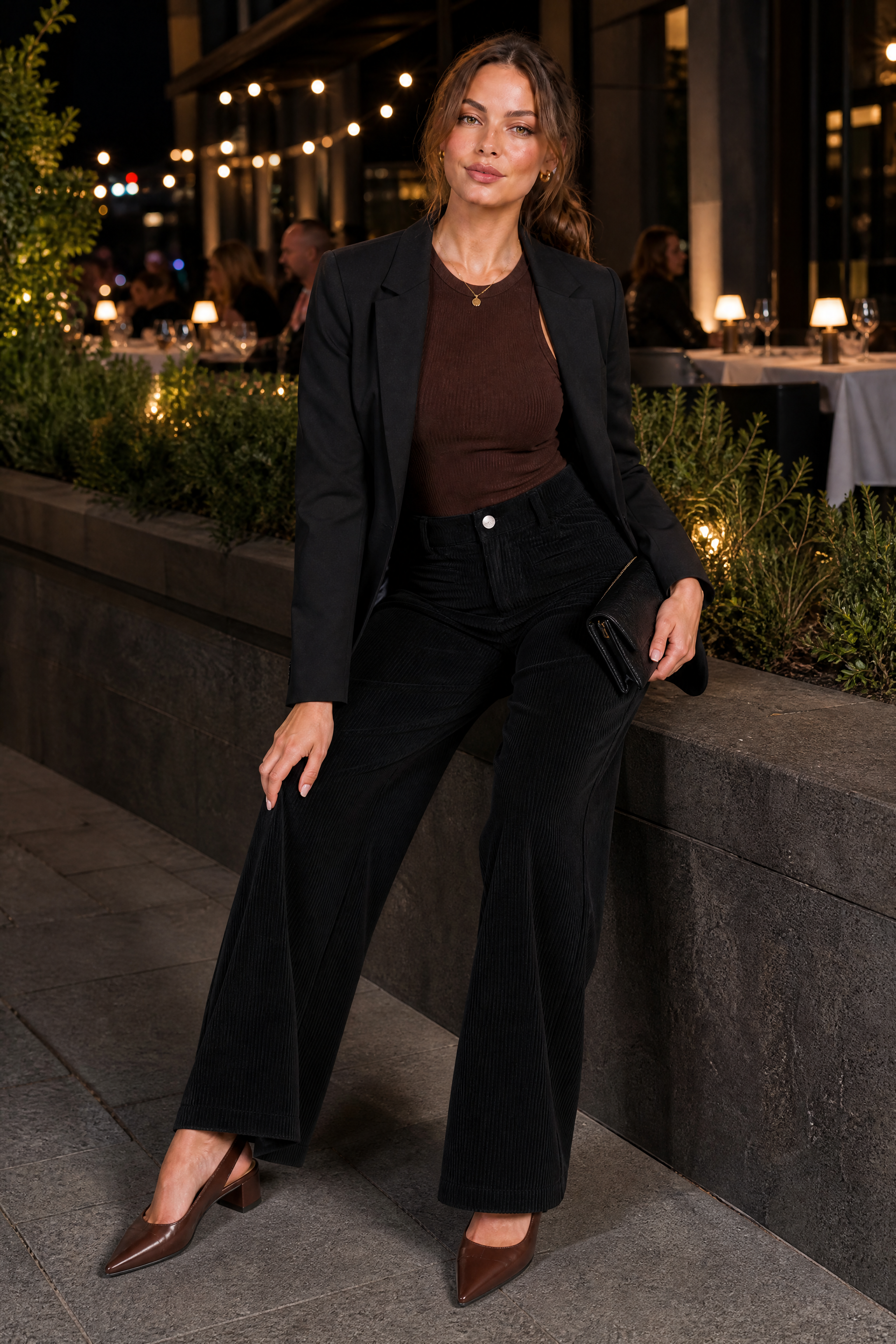 Liesel | Welt Pocket Wide Wale Corduroy High Waist Trousers - View 13