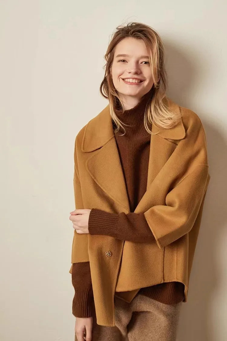Lisbet | Side Slit Open Collar Oversized Cashmere Sweater - View 18