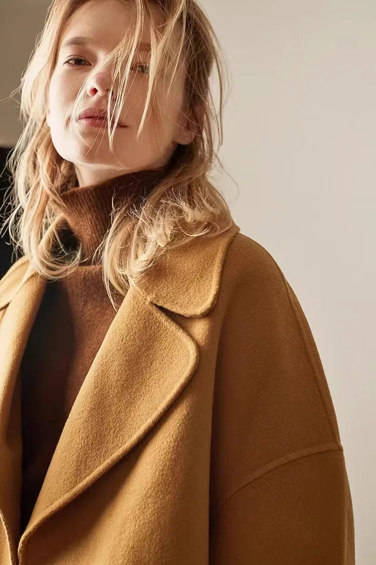 Lisbet | Side Slit Open Collar Oversized Cashmere Sweater - View 19