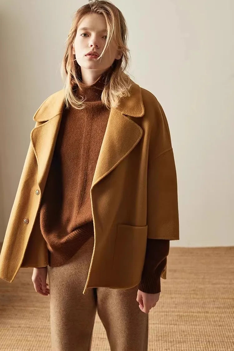 Lisbet | Side Slit Open Collar Oversized Cashmere Sweater - View 20