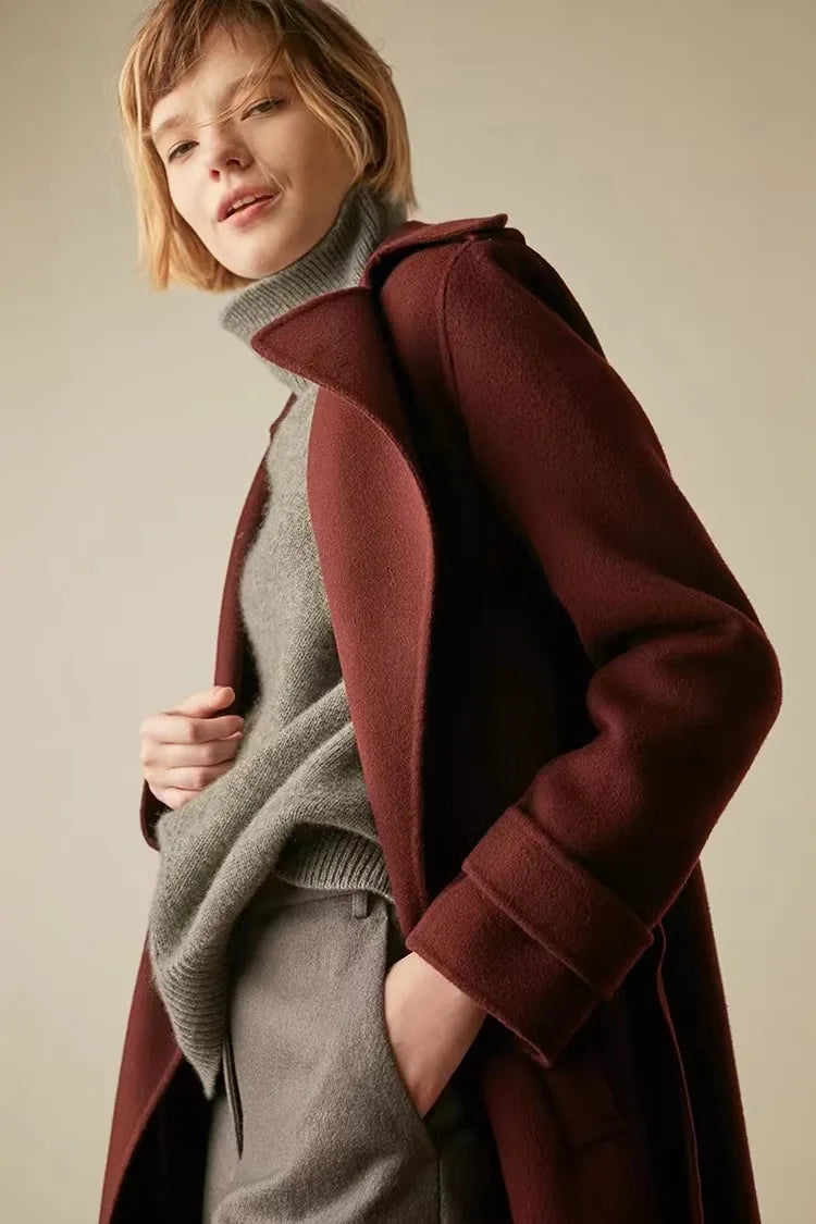 Lisbet | Side Slit Open Collar Oversized Cashmere Sweater - View 27