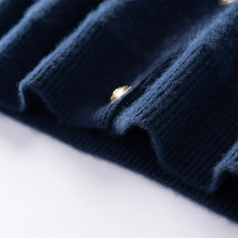 Mabel | Fair Isle Yoke Gold Button Cashmere Cardigan - View 21