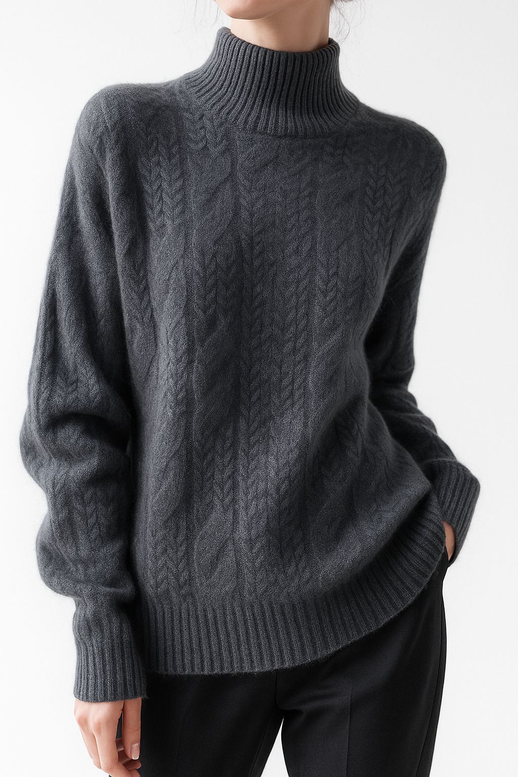 Maeve | Chunky Braided Cable Knit Turtleneck Sweater - View 19