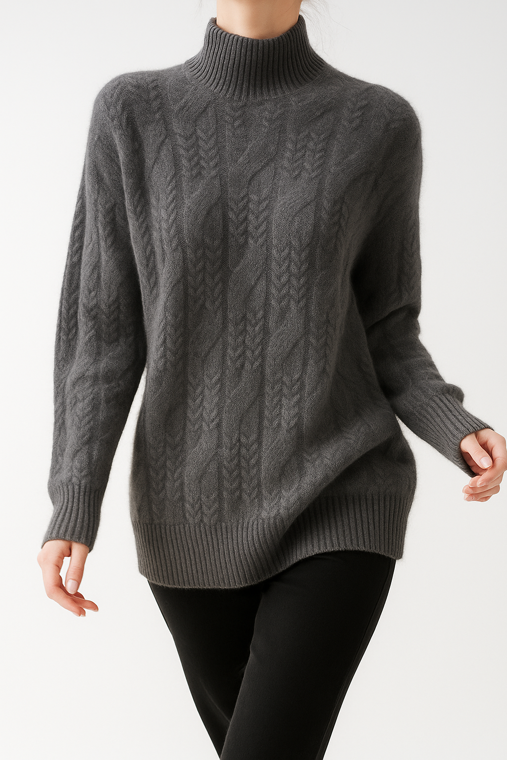 Maeve | Chunky Braided Cable Knit Turtleneck Sweater - View 20