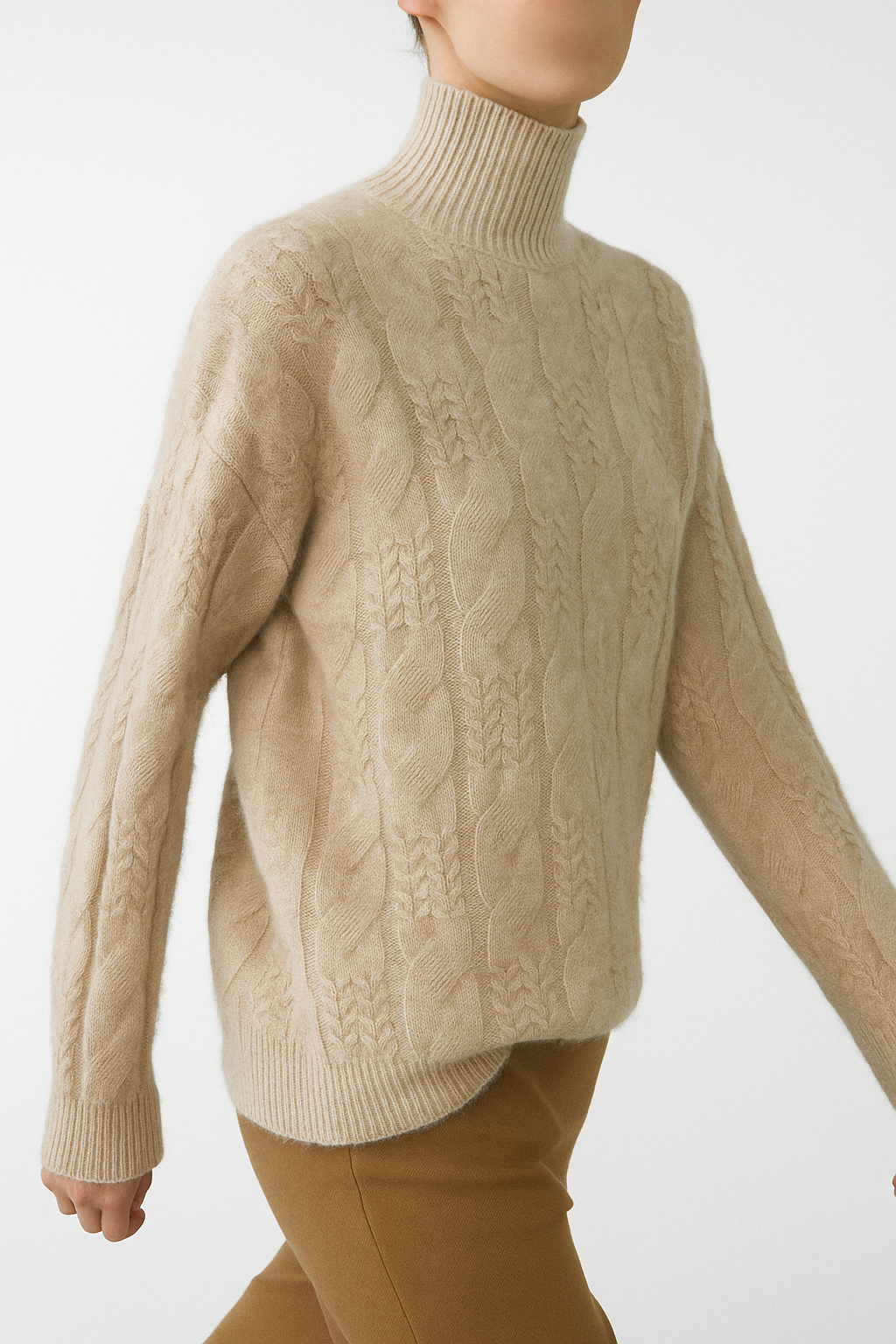 Maeve | Chunky Braided Cable Knit Turtleneck Sweater - View 23