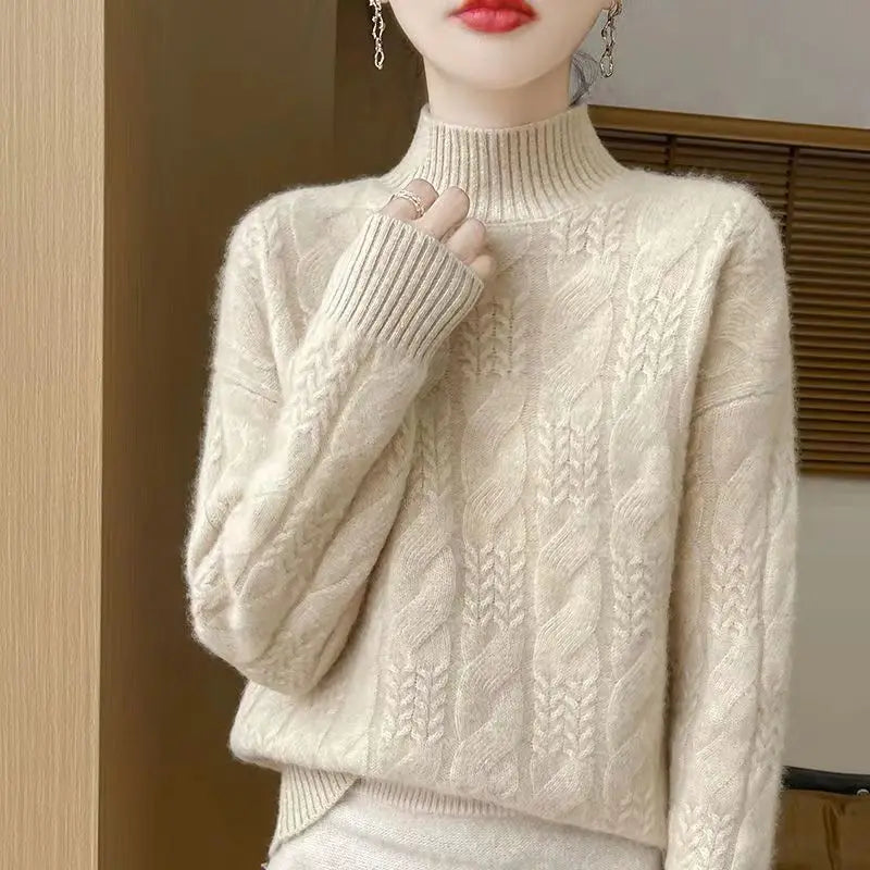 Maeve | Chunky Braided Cable Knit Turtleneck Sweater - View 25