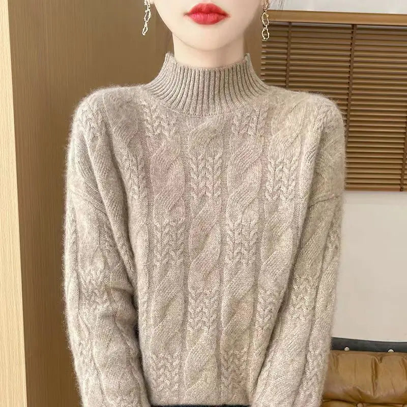 Maeve | Chunky Braided Cable Knit Turtleneck Sweater - View 26