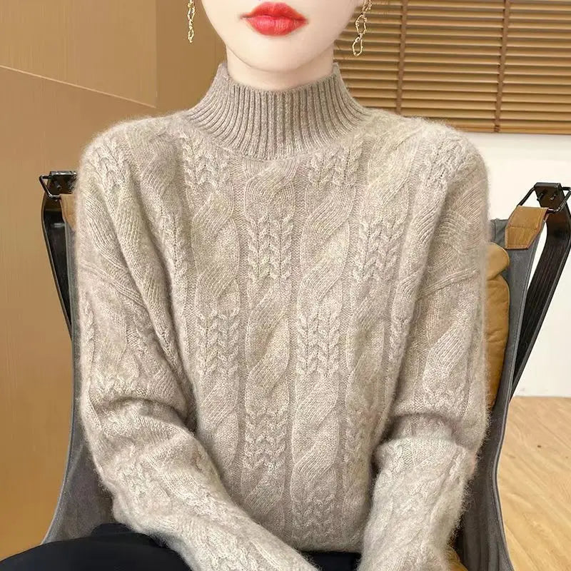 Maeve | Chunky Braided Cable Knit Turtleneck Sweater - View 27