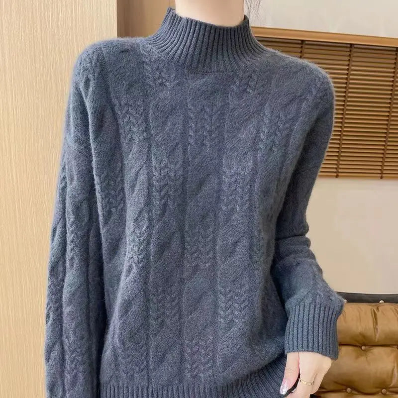Maeve | Chunky Braided Cable Knit Turtleneck Sweater - View 28