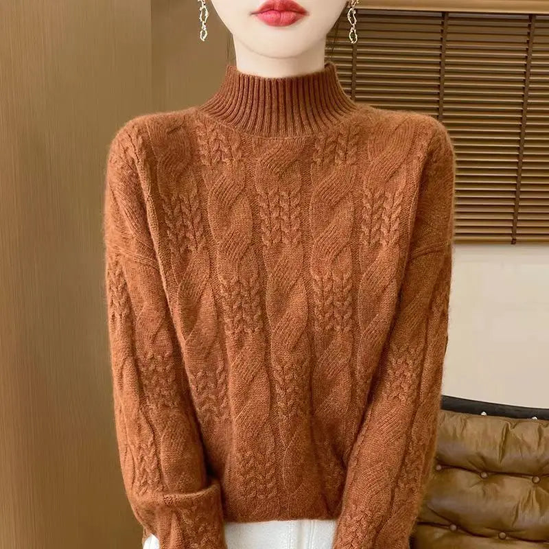 Maeve | Chunky Braided Cable Knit Turtleneck Sweater - View 29