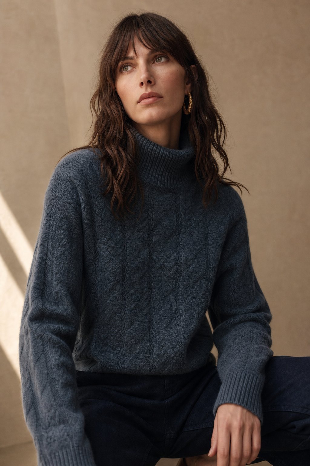 Maeve | Chunky Braided Cable Knit Turtleneck Sweater - View 5