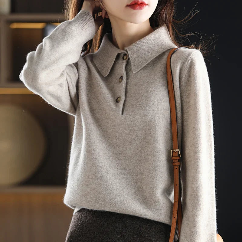 Marlowe | Buttoned Short Sleeve Wool Polo Knit Sweater - View 11