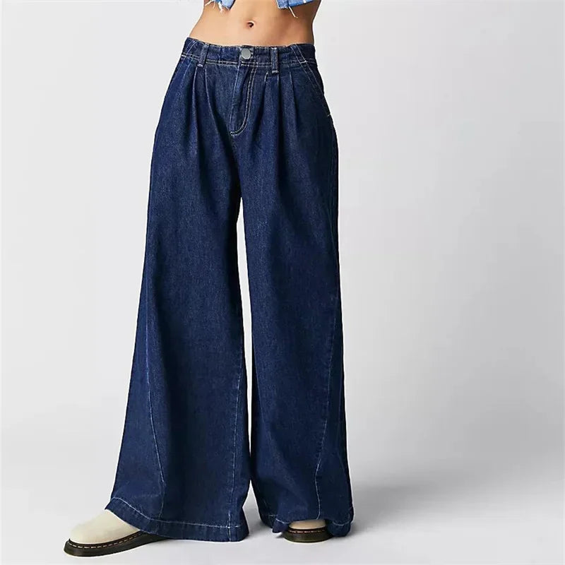 Merle | Pleated Front High Rise Cuffed Wide Leg Jeans - View 14