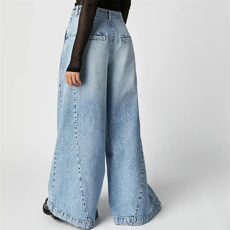Merle | Pleated Front High Rise Cuffed Wide Leg Jeans - View 15