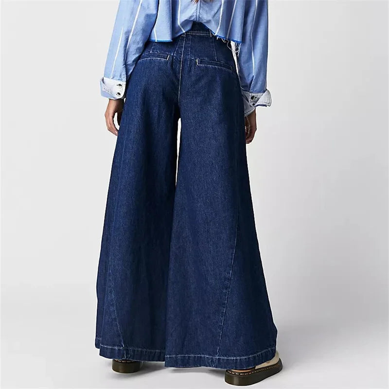 Merle | Pleated Front High Rise Cuffed Wide Leg Jeans - View 18